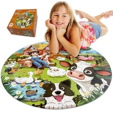 Puzzles for Ages 4-6, 70 Piece Educational Round Floor Puzzles for Ages 3-5, ...