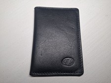 EL Black Genuine Leather Card Wallet Bifold ID Holder Bag