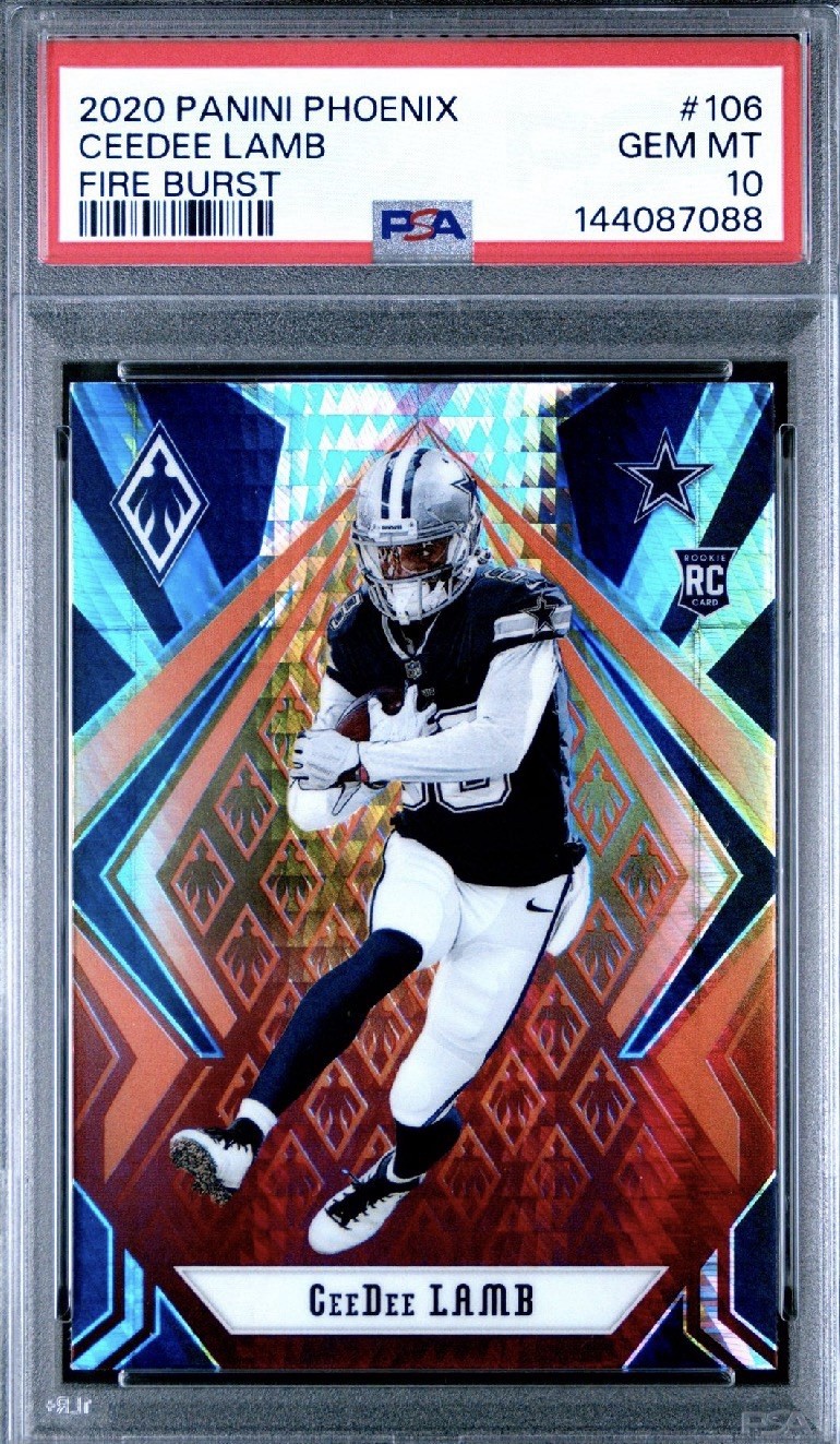 2020 Panini Phoenix - #106 CeeDee Lamb Phoenix Fire Burst (RC). PSA Gem 10.