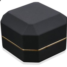 Luxury Ring Box, Square Velvet Wedding Ring Case Jewelry Gift Box with LED Li...
