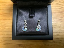 Sheila Fleet Enamel Small Bow Waves Earrings Sterling Silver RRP£115