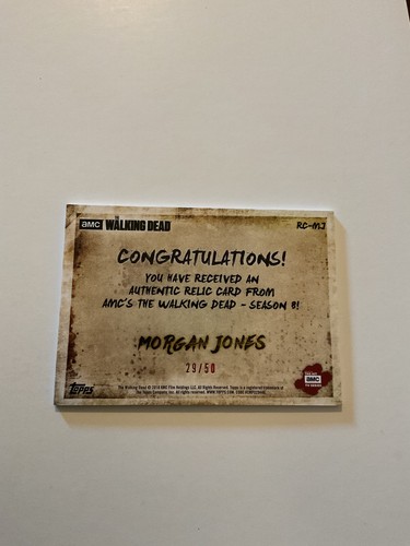 Reliquia de Disfraz 2018 Walking Dead Temporada 8 Parte 1 Morgan Jones MUD #/50 - Imagen 2 de 2