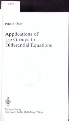 Applications of lie groups to differential equations. Graduate Texts in Mathemat