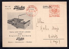 POLAND 1935 Meter Cancel on ILLUSTRATED Advertising Postcard. Fuchs English Tea