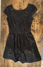 Delia’s Black Sequin Short Cocktail Party Dress Fit and Flare Size 3/4 / Small
