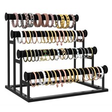 4 Tier Bracelet Holder, Detachable Velvet Jewelry Display Stand, T-Bar Neckla...