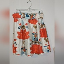 Vintage Talbots 100 Silk Bright Floral Belted A-line Skirt Size 10P