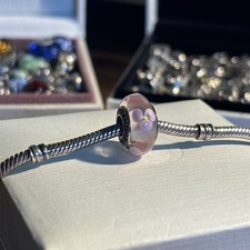 Pandora Pink Flowers Murano Glass Charm Retir...