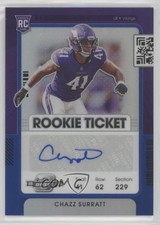 2021 Contenders Optic Rookie Ticket Blue Prizm 16/99 Chazz Surratt Auto 09pe