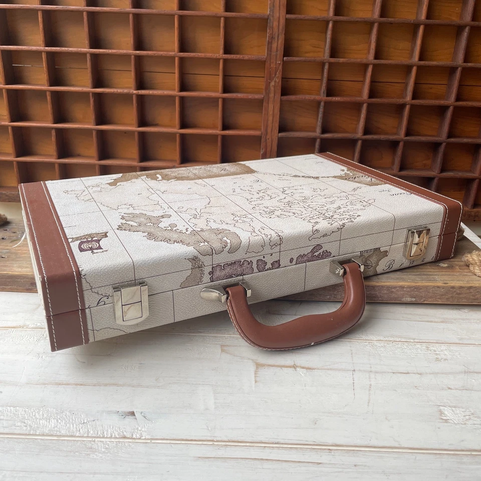 Backgammon Set In Old Map Theme Travel Case Instructions By Middleton Games - Image 2 of 4