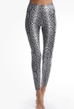 Commando Snake Print Leggings LARGE Control Faux Leather Black Gray USA MADE