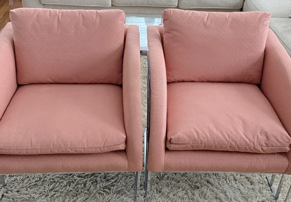 Sillas de club Milo Baughman cromadas Art Deco vintage de los años 70 combinadas Foto 3 de 4