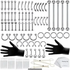 Professional Body Piercing Tool Kit Ear Lip Tongue Nose Navel Nipple Ring