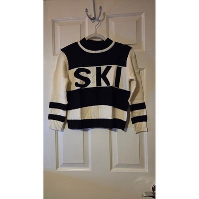 Alpsware Kids SKI Graphic Striped Knit Sweater Black White AP052 Size 140 NEW