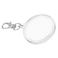 Plastic Coin Holder Keychain Round Case w/ Key Ring Buckle Silver