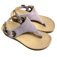 Vionic Sandal Jolie Suede Leather Strap Comfort Arch Buckle Lavender Size 7 Wide