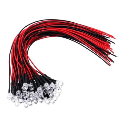 5mm LED Diode Light, 40 Pcs 9-12V DC, Emerald Green Lights