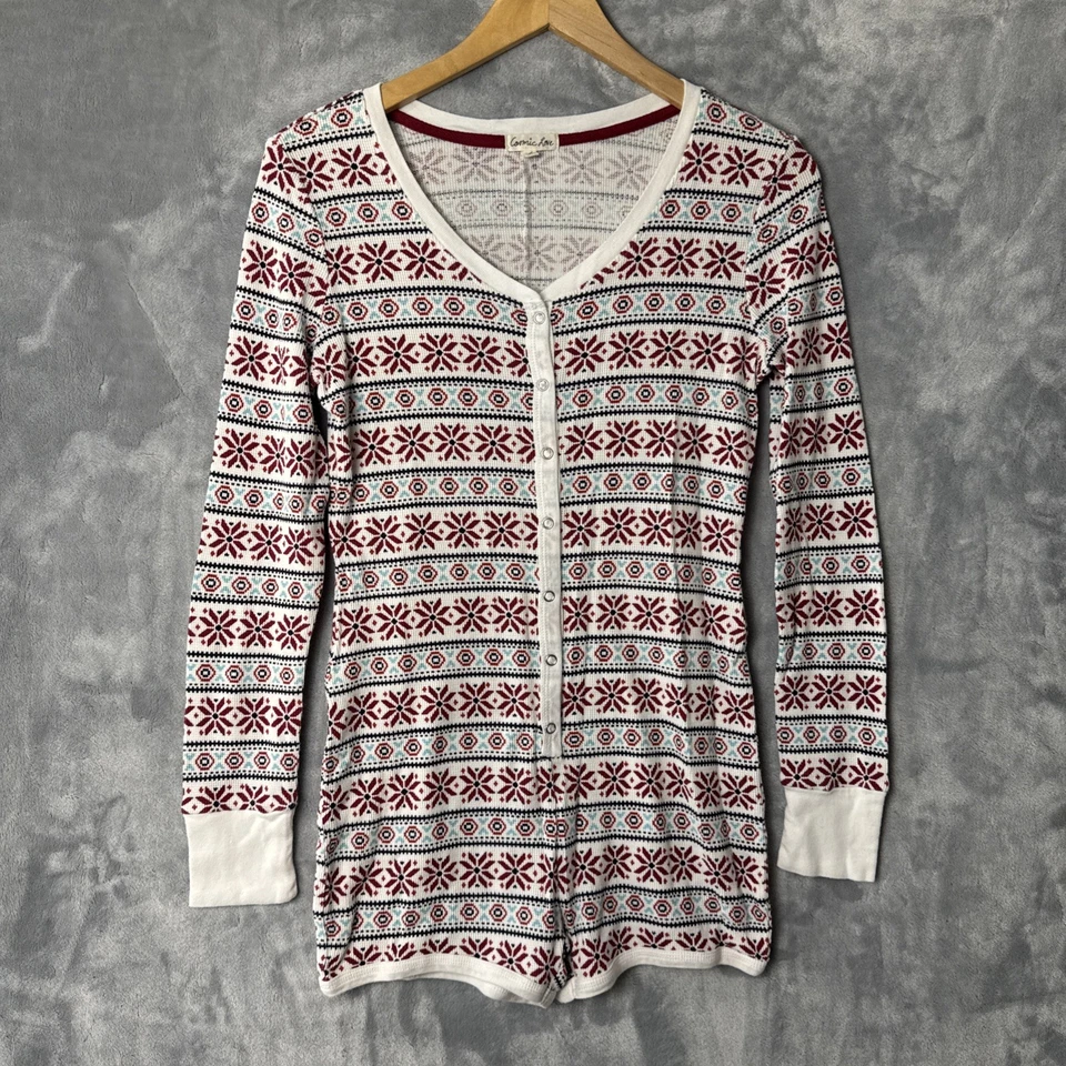 Cosmic Love Mameluco Térmico Para Mujer Talla Grande Manga Larga Mono Corto Navidad Foto 2 de 4