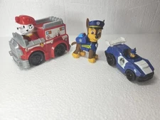 PAW PATROL Mixed Lot 3 Pc Race Car Police Dog & Fire Truck Marshall & Chase PM5