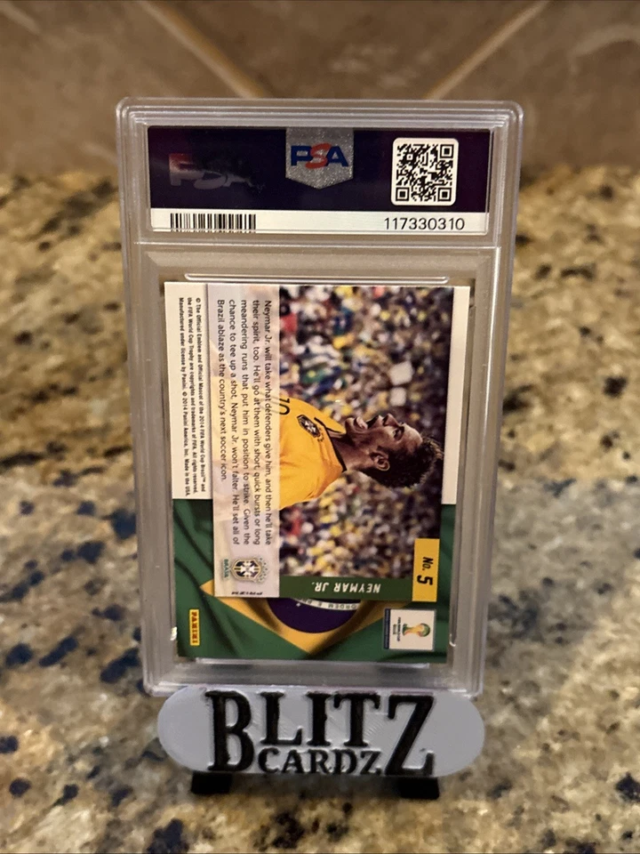 2014 Panini Prizm World Cup - Net Finders Neymar Jr #5 Silver Prizm PSA 9 (SSP) - Image 2 of 2