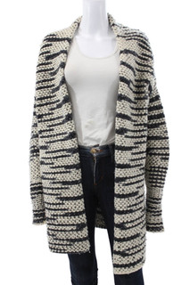 Missoni Women Cardigan Black Wool Collared Striped Long Sleeve Size M