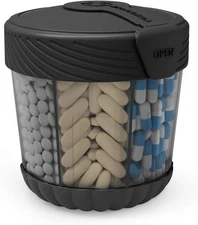 Large Pill Dispenser, Portable Pill Bottle Organizer for Holding 7 Various Vitam