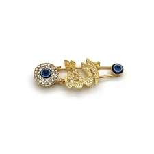 Evil Eye Pin, Muslim Islamic Turkish Rhinestone Evil Eye Brooch Amulet for Wo...