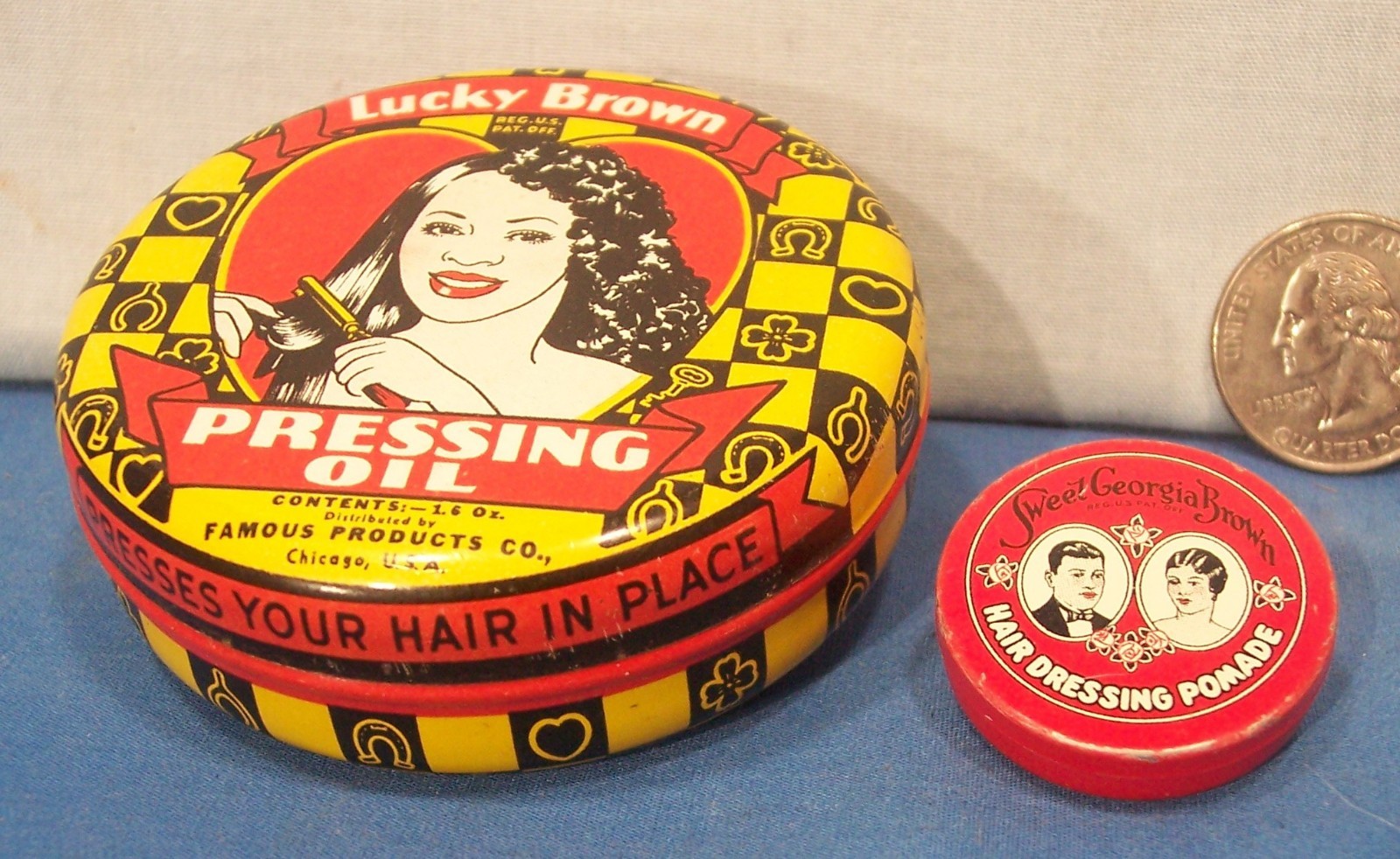 Hair Pomade Tins Lucky Brown + Sweet Brown 1930's eBay