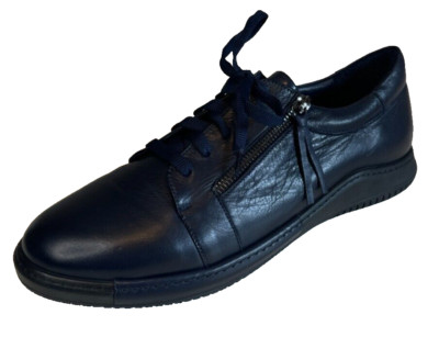 manitu Damenschuhe Sneaker Halbschuhe Schnürschuh Leder Navy Blau Reißverschluss