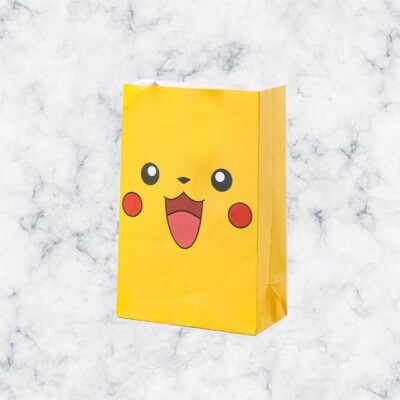 10pcs Pikachu Face Cartoon Candy Party Flat Pocket Cake Wrapping Paper Bag