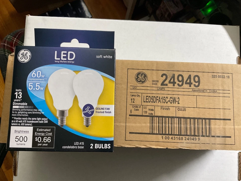 GE 24949 LED Bulb A15 E12 (Candelabra) Soft White 60 W Frosted X6- 2PKs - Image 4 of 4