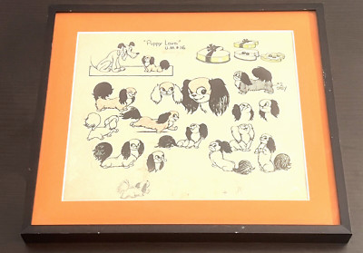 Pluto Puppy Love U M 16 Model Sheet Framed Pin Set Designs Sign Limited Edition