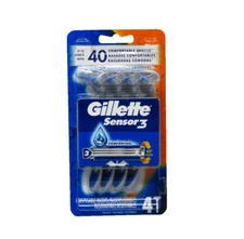 Gillette Sensor 3-Disposable 4 Count Razors Comfort Gel, 40°pivot  Shaves