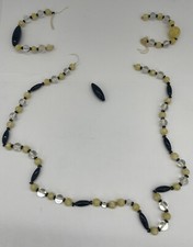 1920s Onyx Jet Glass Hand Knotted Beaded Necklace With Additional Colors