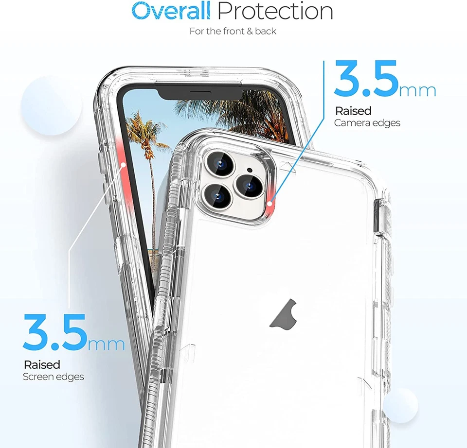 Funda transparente a prueba de golpes para iPhone 16 15 14 13 12 11 Pro Max + Protector de pantalla Foto 4 de 4