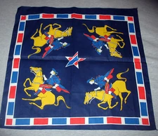 Viintage Midnight Ride of Paul Revere Blue Cotton Bandana Scarf MINT