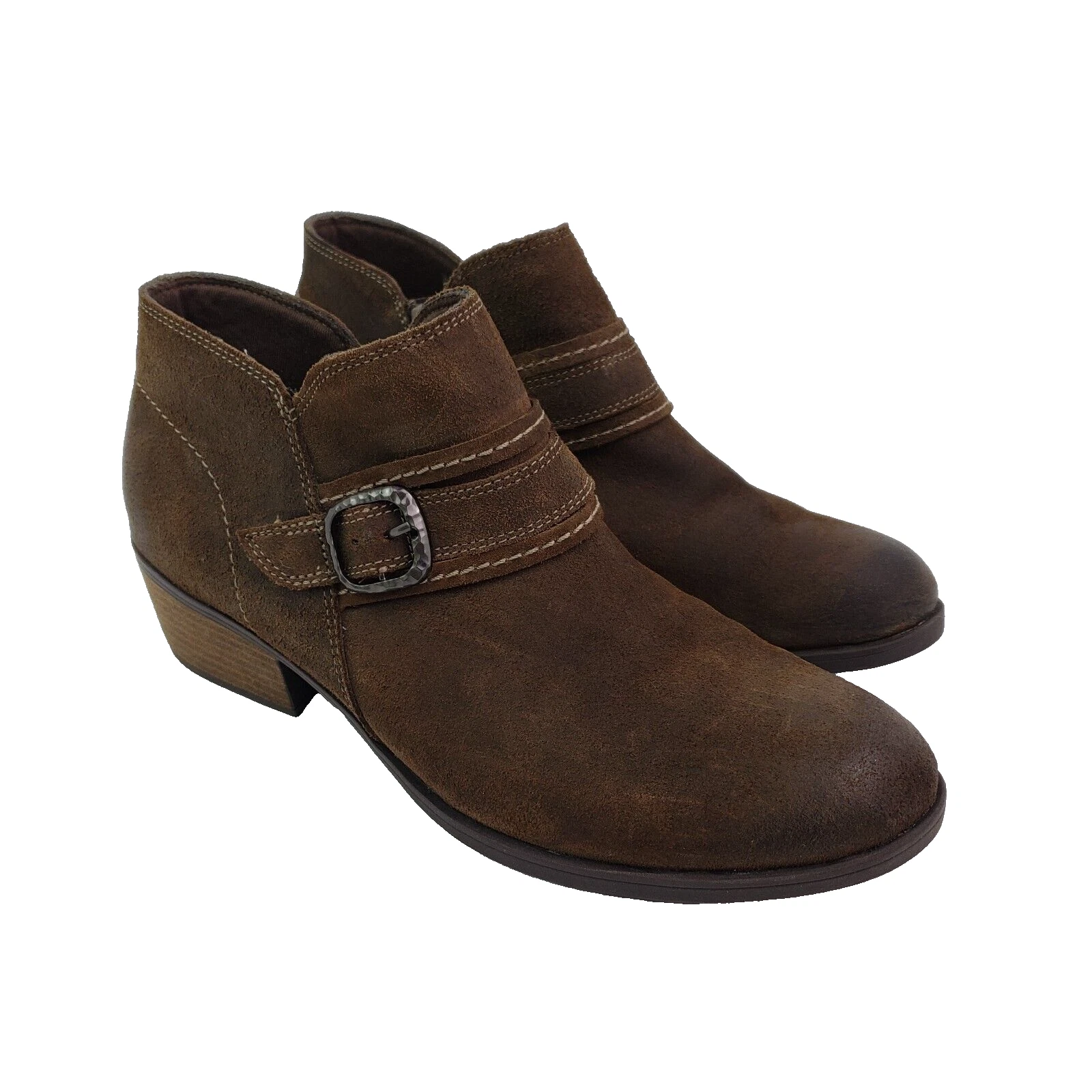 Clarks Charlten Bay Womens Size 7.5 Brown Leather Zip Ankle Booties Shoes