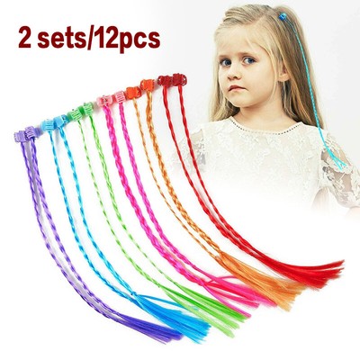 12pcs Kids Clip In Twist Braid Hairpieces Hair Extension Styling