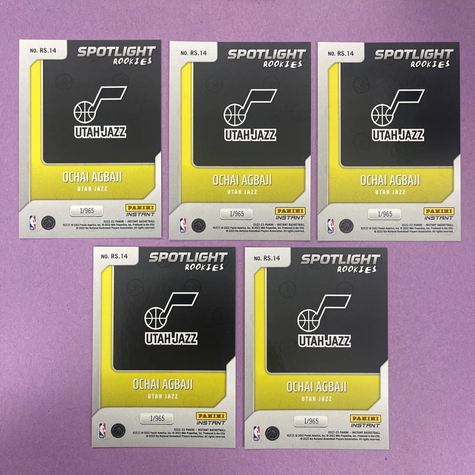 (5) 2022-23 Panini Instant Ochai Agbaji #RS14 RC-SPOTLIGHT ROOKIES 1/965 LOT - Image 2 of 2