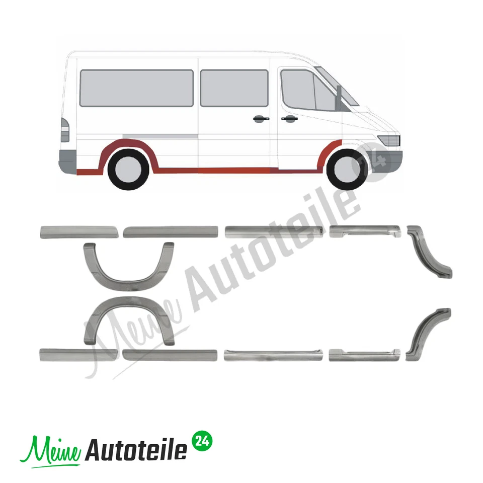  12x Schweller Reparaturblech Kotflügel Mittel Satz für Mercedes Sprinter VW LT 
