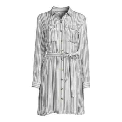 time and tru ladies dresses Women's Utility Shirt Dress XL (16-18) Grey Striped Long Sleeves akeneoPublishedDate:number:1761189931