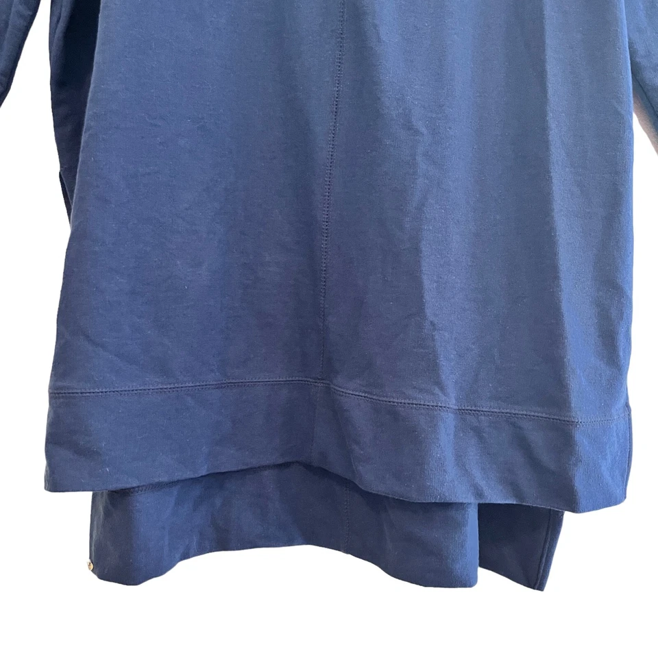 Moletom Roaman's feminino com capuz 18/20 túnica azul gola V bainha alta baixa - Imagem 4 de 4