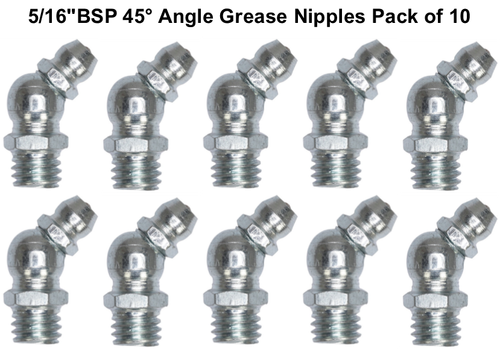 1/4" BSP 45° Angle Grease Nipples Pack of 10 - 第 1/1 張圖片