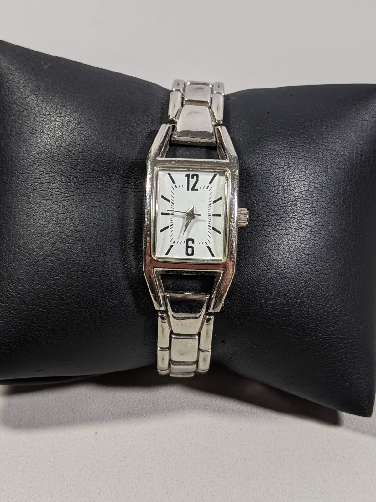 White Dial Silver Tone Rectangle Case Link Bracel… - image 1