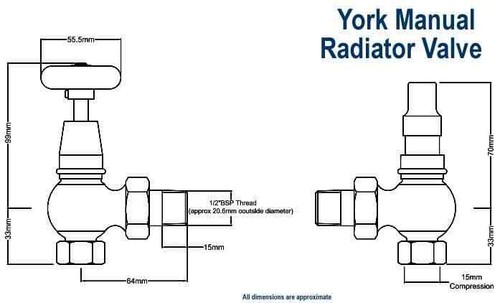 Yorkshire Traditional Manual Radiator Valve - Black Nickel - End of line SALE! - Picture 3 of 6