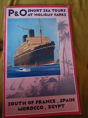 P&O Short Sea Tours & Fares Prospekt 30er Jahre