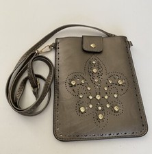 Ladies Gold Leather Phone Purse Embellished Rhinestone Crossbody Bag
