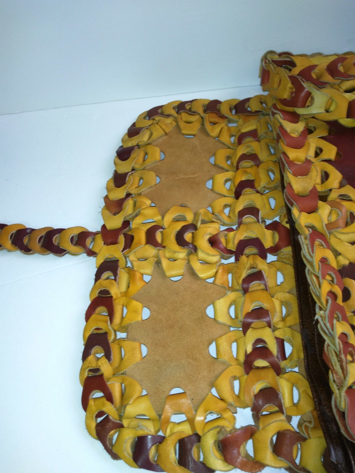 Leather Hand Braid Patchwork Woven Boho Purse Han… - image 5