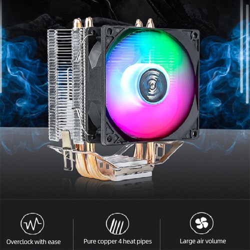 RGB CPU Cooler 4 Heat Pipe 9cm CPU Cooling Fan Hydraulic Bearings for INTEL AMD - Afbeelding 10 van 12