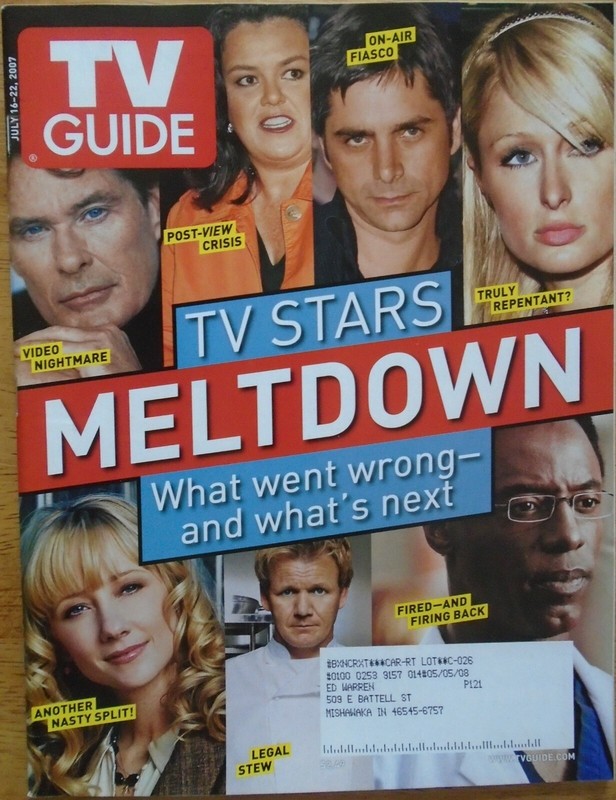 TV GUIDE MAGAZINE 7-16-07 ROSIE O'DONNEL, DAVID HASSELHOFF, PARIS HILTON